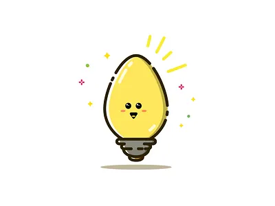 Lamp animation colourfull cute design digitalart emoticon flat flatdesign happy icon illustration illustrator line mbe pencil smiles vector yellow