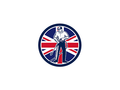 British Pressure Washing Union Jack Flag Circle Retro breton british chemical wash service cleaner cleaning great britain high pressure water spray icon pressure washer pressure washing pressure washing surface cleaner retro spray sprayer tradesman uk union jack united kingdom worker working