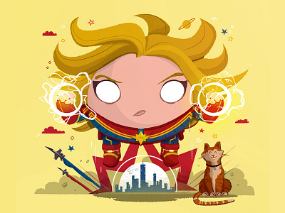 Chubby Captain Marvel captain marvel carol danvers comics fanart goose illustration marvel superhero woman