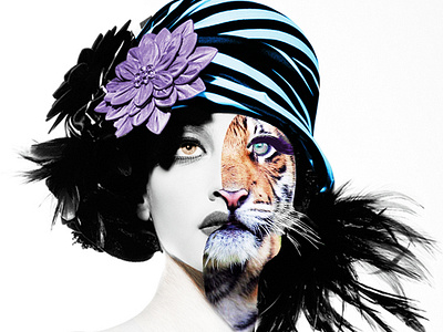 Eye Of The Tiger Lady collage composite image digital art photography digital collage photo art photoshop retouching