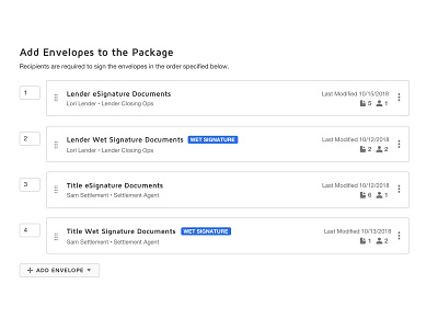 Add Envelopes design document electronic signature envelope