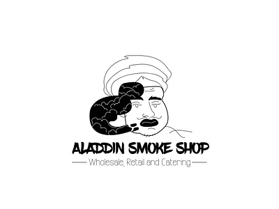 Aladdin Smoke Shop black and white design emblem illustration logo