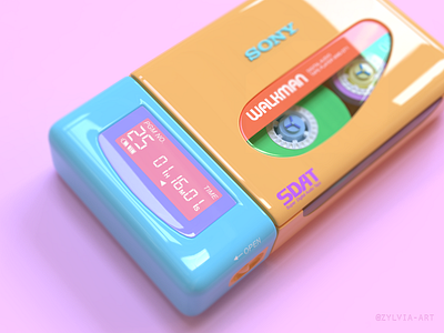 Colorful SDAT 3d 3d art 3d illustration 80s style 90s aesthetic anime colorful colorful art evangelion gainax illustration music music app music art nerv pastel colors shinji sony walkman