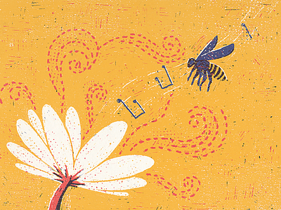 Bees digital editorial flower geometric graphic illustration magazine procreate texture