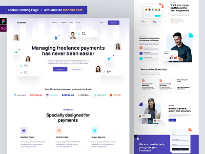 Freebie landing page for SaaS for Adobe XD and Figma about us call to action contact us cta features footer freebie header homepage how it works landing landing page our process saas landing page saas website services signup web web design website