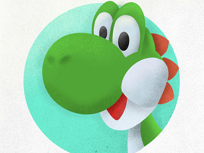 Yoshi - lets go 2d art cartoon character design face flat graphic illustration minimal nintendo noise snes supermario texture yoshi