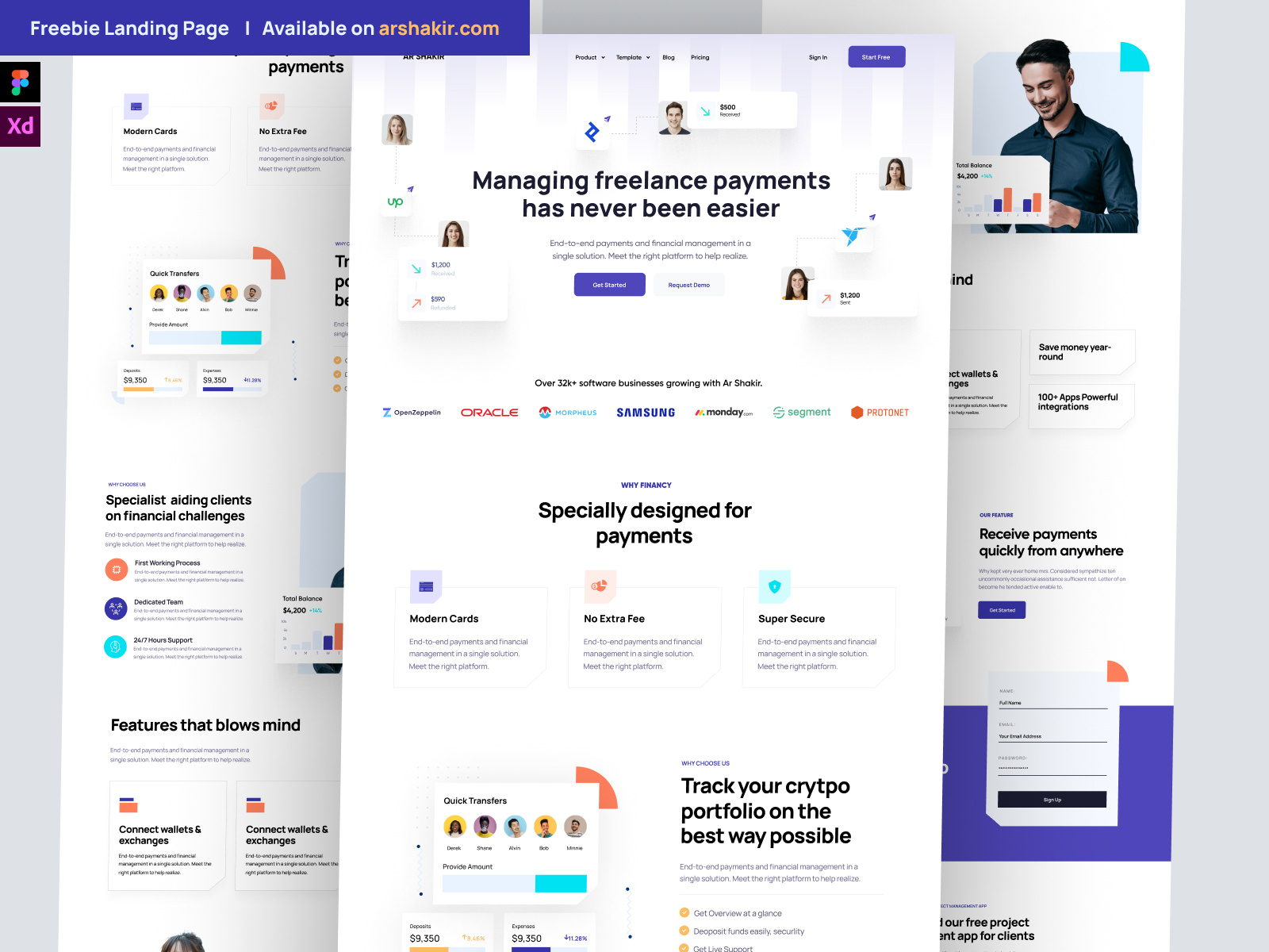 Freebie landing page for SaaS for Adobe XD and Figma by Mike Taylor for ...