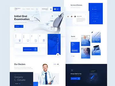 Dental Clinic blue branding clinic dental dentist design doctor landing landing page tooth typography ui