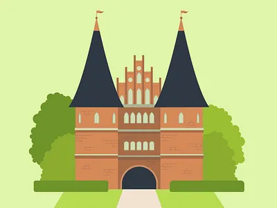 Holstentor, Lübeck clean design digital flat german graphic holstentor illustration lubeck sightseeing style travel vector