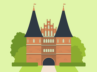 Holstentor, Lübeck clean design digital flat german graphic holstentor illustration lubeck sightseeing style travel vector