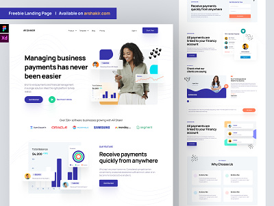 Landing page for SaaS - Freebie available for Adobe XD and Figma about us call to action contact us cta features footer header homepage how it works landing landing page our process our services web web design website