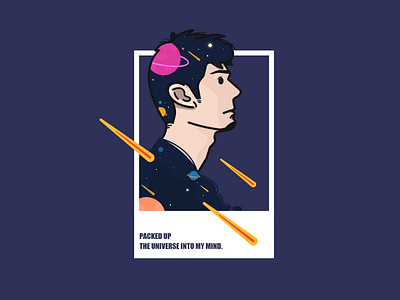 packed up the universe into my mind art handsome iiiustration line universe