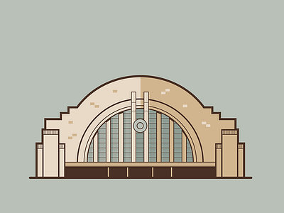 Union Terminal Cincinnati 2d architechture art cincinnati flat hall of justice icon illustration illustrator justice league super friends vector