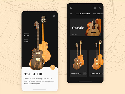 Improvise Guitar Shot bass clean dailyui dark ecommerce electric guitar guitar guitarist jazz minimalism mobileapp music simple uidesign