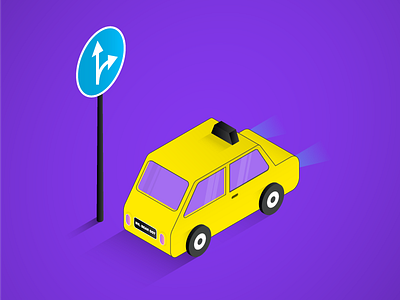 Isometric Car 3d branding car dribbble free illustration isometric art isometric design road sign taxi vector visual art