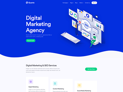The Seo Digital Marketing Website Template blue creative form homepage landingpage modern seo agency seo website template testimonial