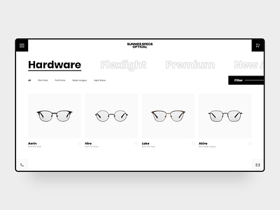 Sunnies Specs Web Design Concept black blogger clean design hero banner homepage landing page minimal modern simple ui ui concept ux web web design website white