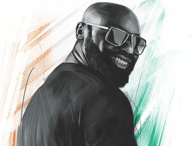 Kaaris Terrain Smile art awax design black and white brush digital painting drawing french rapper hip hop illustration ivory coast kaaris or noir rap smile street street art trap