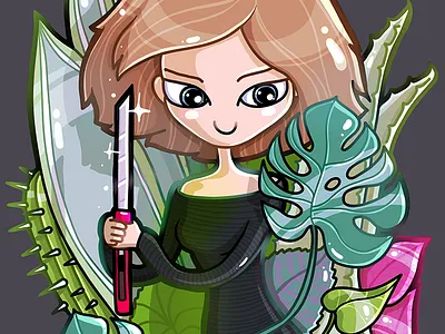 Funny portrait for Plant Sister funny illustration knife plants portrait procreate succulents