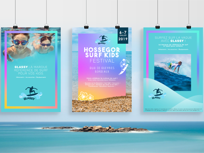 Three surf prints adobe art blue brand branding colors digital gradient illustration illustrator indesign kids photoshop poster sea sport summer surf vector visual identity