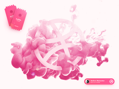 Dribbble Invite 2invites card design dribbble dribbble invites gradients illustration illustrator invite pink slide smoke tickets