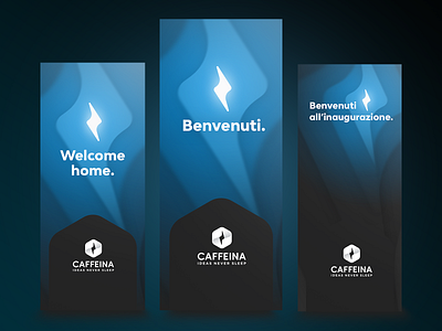 ⚡️Caffeina | Rollup benvenuti branding caffeina design energy ideas nerver sleep logo print roll up rollup totem welcome welcome home