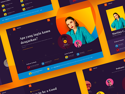 Podcast Landing Page app branding colorful design fun landingpage modern music podcast ui web website