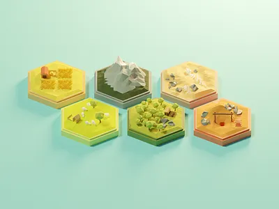 Settlers of Catan Pt.2 3d blender board game boardgame design diorama game illustration isometric low poly lowpoly lowpolyart model render settlersofcatan