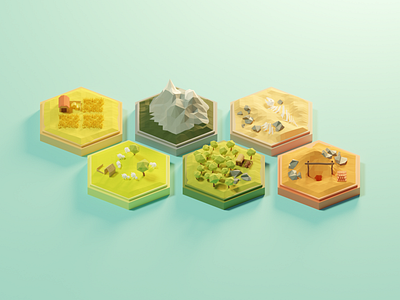 Settlers of Catan Pt.2 3d blender board game boardgame design diorama game illustration isometric low poly lowpoly lowpolyart model render settlersofcatan