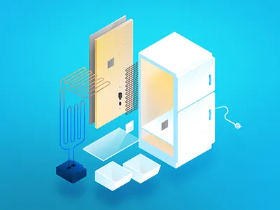 Fridge parts affinity foam fridge glass illustration isometric part plastic vector