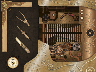 Picks & Locks (game UI) game game design illustration steam punk ui vector