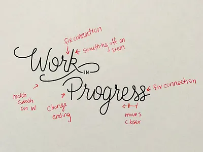 Work In Progress hand lettering vector