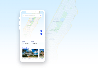 House Renting application check in check out date design house iphone map price search ui zoom