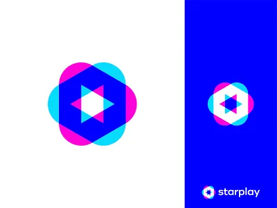 Starplay Logo color colorful neon electric fun positive bright energetic modern futuristic minimal star logo star play button logo