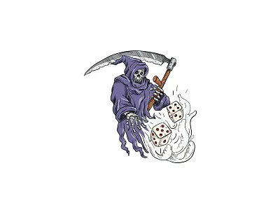 Grim Reaper Throwing the Dice Drawing Color bones chance cube dead death dice die doodle drawing gamble gambling grim reaper hood random random number risk rolling the dice skeleton skull throwing