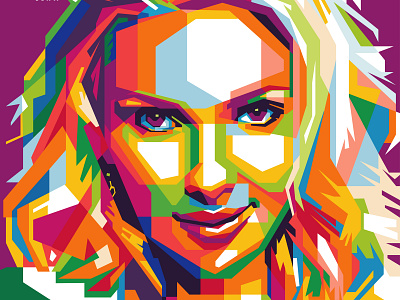 woman illustration in color american art artwork design illustration popart scarlett johansson vector wpap