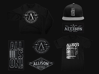 Allison Merch apparel clothing design font merch merch design music patch patches pop punk punk punk music snap cap tee tee design tee shirt tees tshirt tshirt design typography