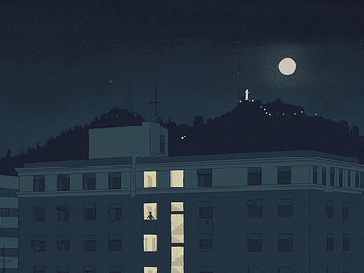 He said that he loves me art building illustration lights love moon window