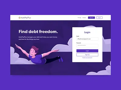 Financial Wellness App Login Screen branding finance fintech illustration login login flow login screen product illustration purple user experience user interface