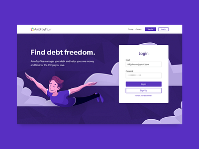 Financial Wellness App Login Screen branding finance fintech illustration login login flow login screen product illustration purple user experience user interface