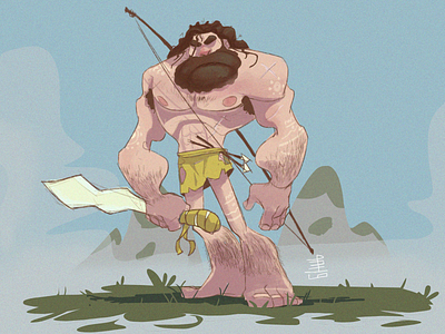 CAVE MAN art character concept design digital illustration