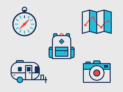 Outdoor Adventure icons adventure element three icons illustration vector