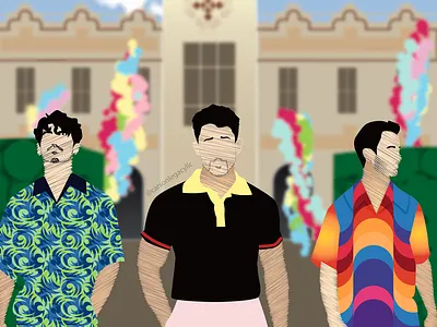 Sucker album art cover art editorial illustration joe jonas jonas brothers kevin jonas men music nick jonas pattern sketch stylized sucker