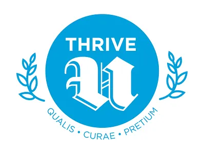 Thrive U blackletter branding branding and identity branding design collegiate crest latin logo scholastic startup thrive university vector vet