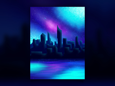 Power Outage - 2019 art city cityscape color design illustration illustrator ipad pro night night sky procreate stars