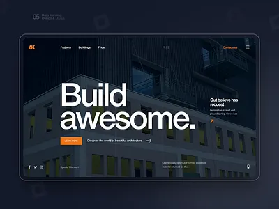 Build awesome build building building company building company website design flat hero landing ux web website