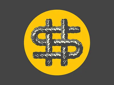 $ Sign $ armature design illustration lettering logo print vector