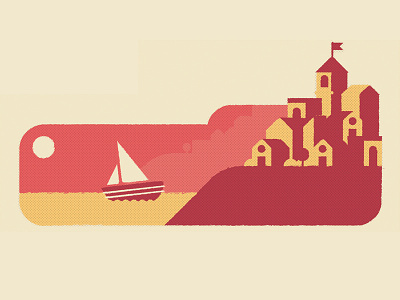 Coast boat design flat graphic illustration illustrator minimalist sea vector village