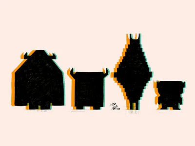 Monsters in line illustration monster monter icon silhouette vector illustration