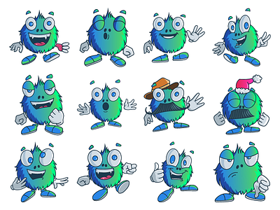 Fur Monster Emoji Set cartoon chat cute design dribbble emoji emojiexperts expressions illustration lovable monster set stickers